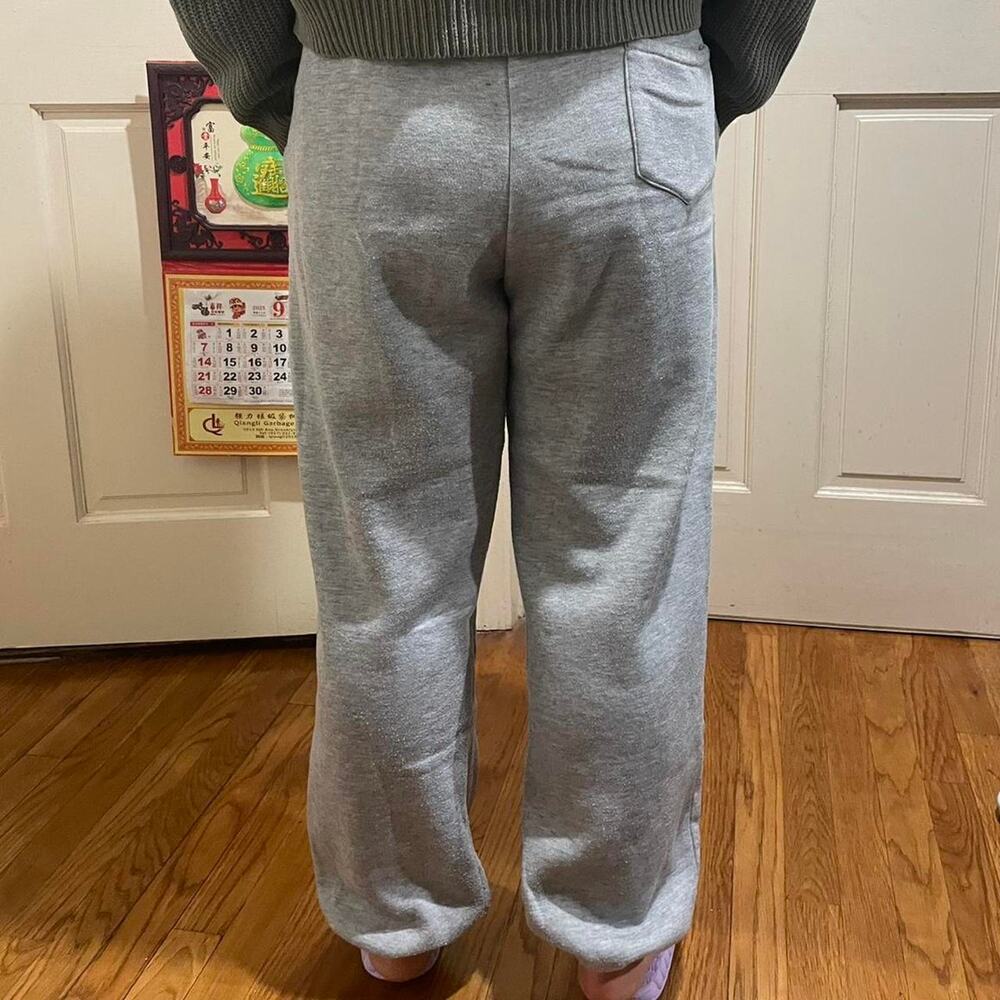 Grey sweatpants with drawstring waist